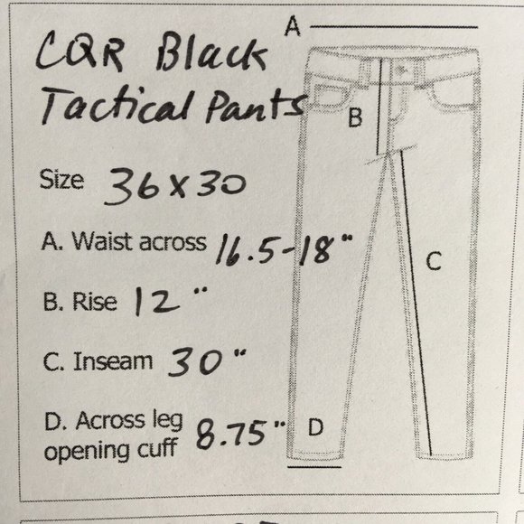 CQR Mens Tactical Cargo Pants 36x30 Black Poly Cotton‎ Blend Pockets EMT Trades - Picture 9 of 9